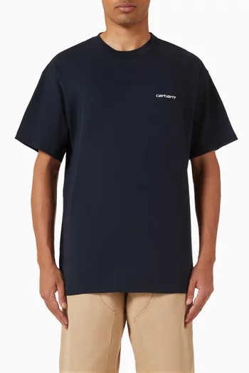 تي شيرت بتطريز شعار الماركة قطن