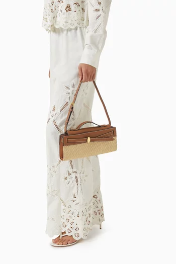 Dash Clutch in Raffia & Leather