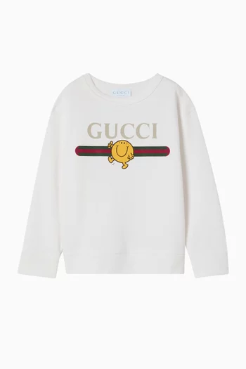 سويت شيرت بشعار الماركة بملمس بارز قطن جيرسيه