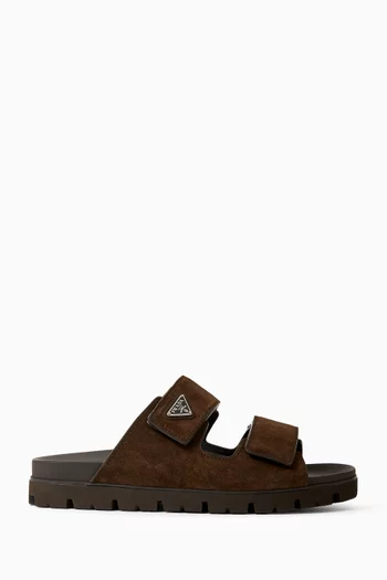 Logo Band Sandals in Suede