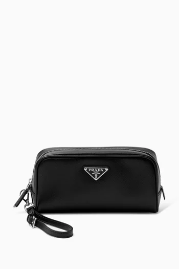 Logo Pouch in Saffiano Leather