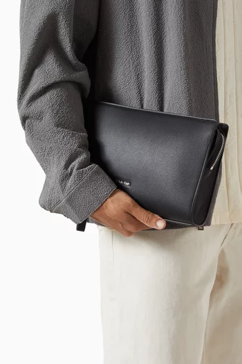 Raised Logo Pouch in Faux Leather