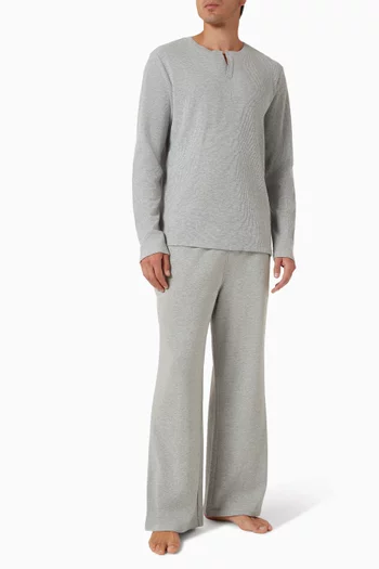 تي شيرت بيجاما سوفت وافل مزيج قطن