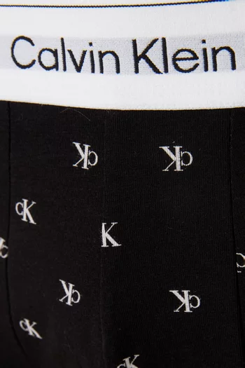 طقم بوكسر بخصر منخفض وشعار الماركة قطن مطاطي، 3 قطع