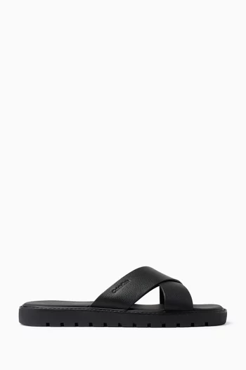 Moulded Cross Sandals in Leather