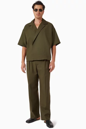 Abel Boxy Double Breasted Shirt in Twill