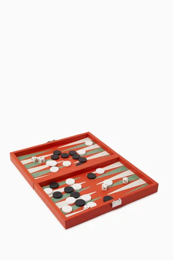 Phileas Miniature Travel Backgammon Set in Leather