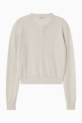 كارديغان مطرز حرير وكتان 