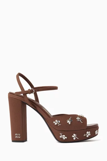 Embroidered 110 Platform Sandals in Cotton-drill