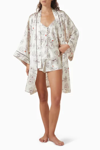 طقم بيجاما كاميسول إيتا روزاليا بنقشة زهور حرير