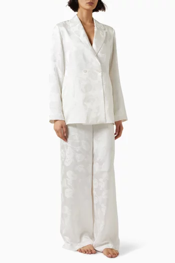 طقم بيجاما بيانكا بنمط توكسيدو حرير