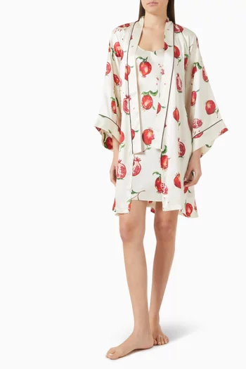 فستان فينوس أليغرا قصير بتصميم سهل الارتداء ونقشة رمان حرير