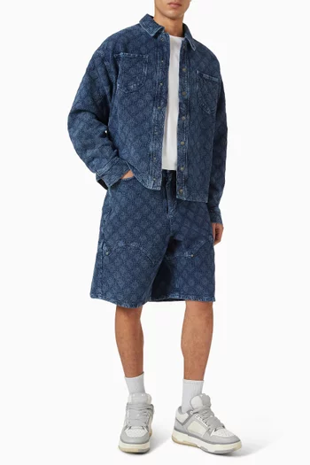 015 Embossed Bermuda Shorts in Denim