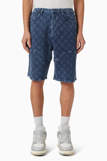 015 Embossed Bermuda Shorts in Denim