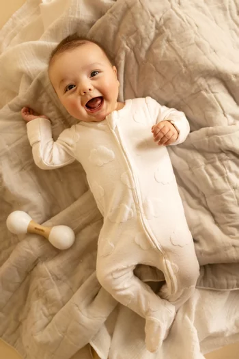 Baby Cloud Jacquard Onesie in Cotton-blend
