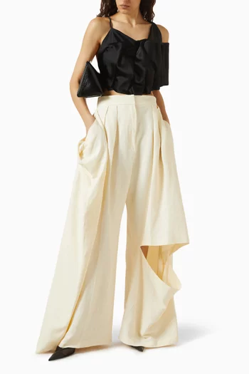 Slit Knee Pants in Viscose-blend