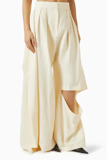 Slit Knee Pants in Viscose-blend
