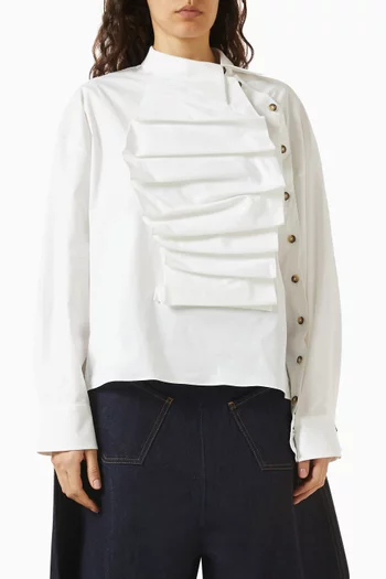 Voluminous Bib-front Shirt in Linen-blend