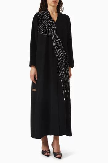 sachin and babi light blue dress Elegant White Embroidered Abaya with Floral Design