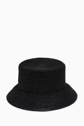 The Plage Logo-patch Hat in Raffia