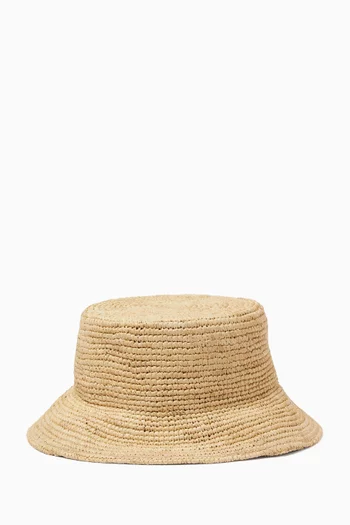The Plage Logo-patch Hat in Raffia