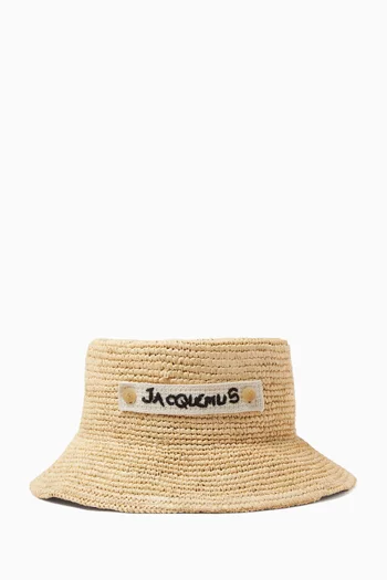 The Plage Logo-patch Hat in Raffia