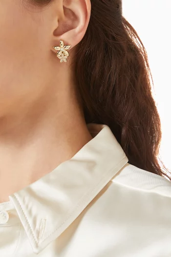 Meigu Crystal Stud Earring in 18kt Gold-plated Metal