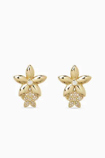 Meigu Crystal Stud Earring in 18kt Gold-plated Metal