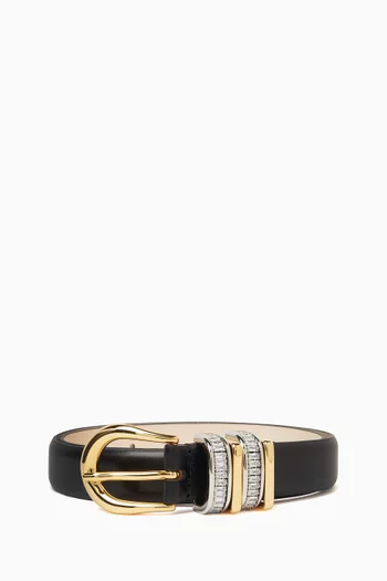 Hollyhock Crystal Belt in Leather