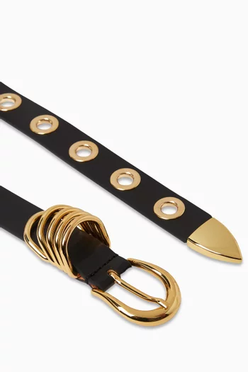 Hollyhock Rivet Eyelet Belt in Leather