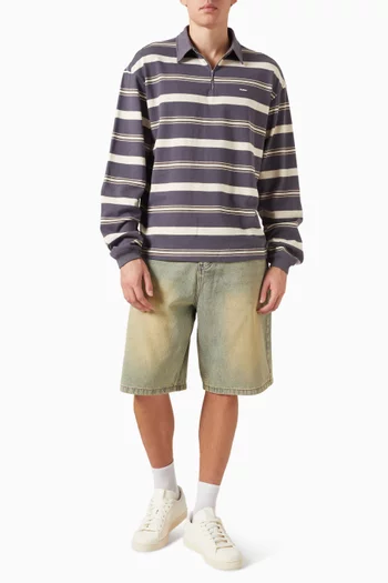 Striped Zip Polo Shirt