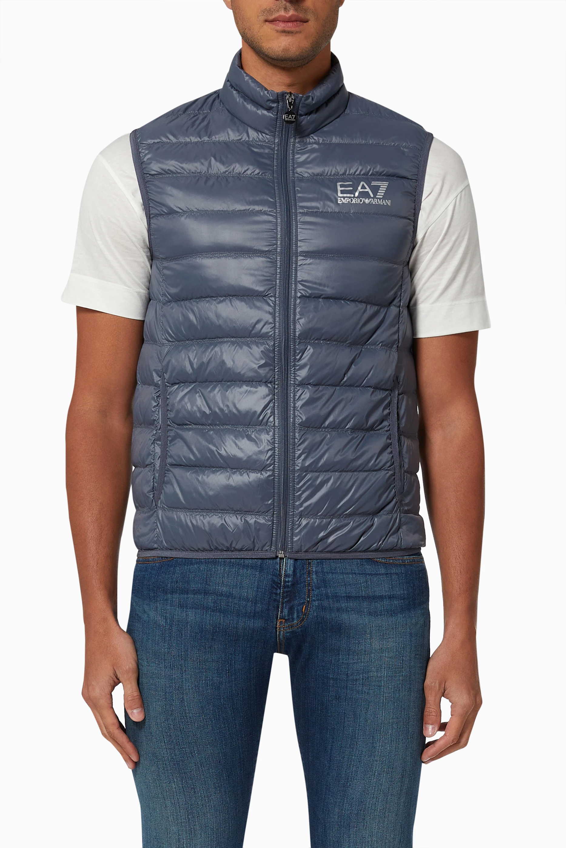 Buy Emporio Armani Blue EA7 TrainCore Down Nylon Gilet for Men in