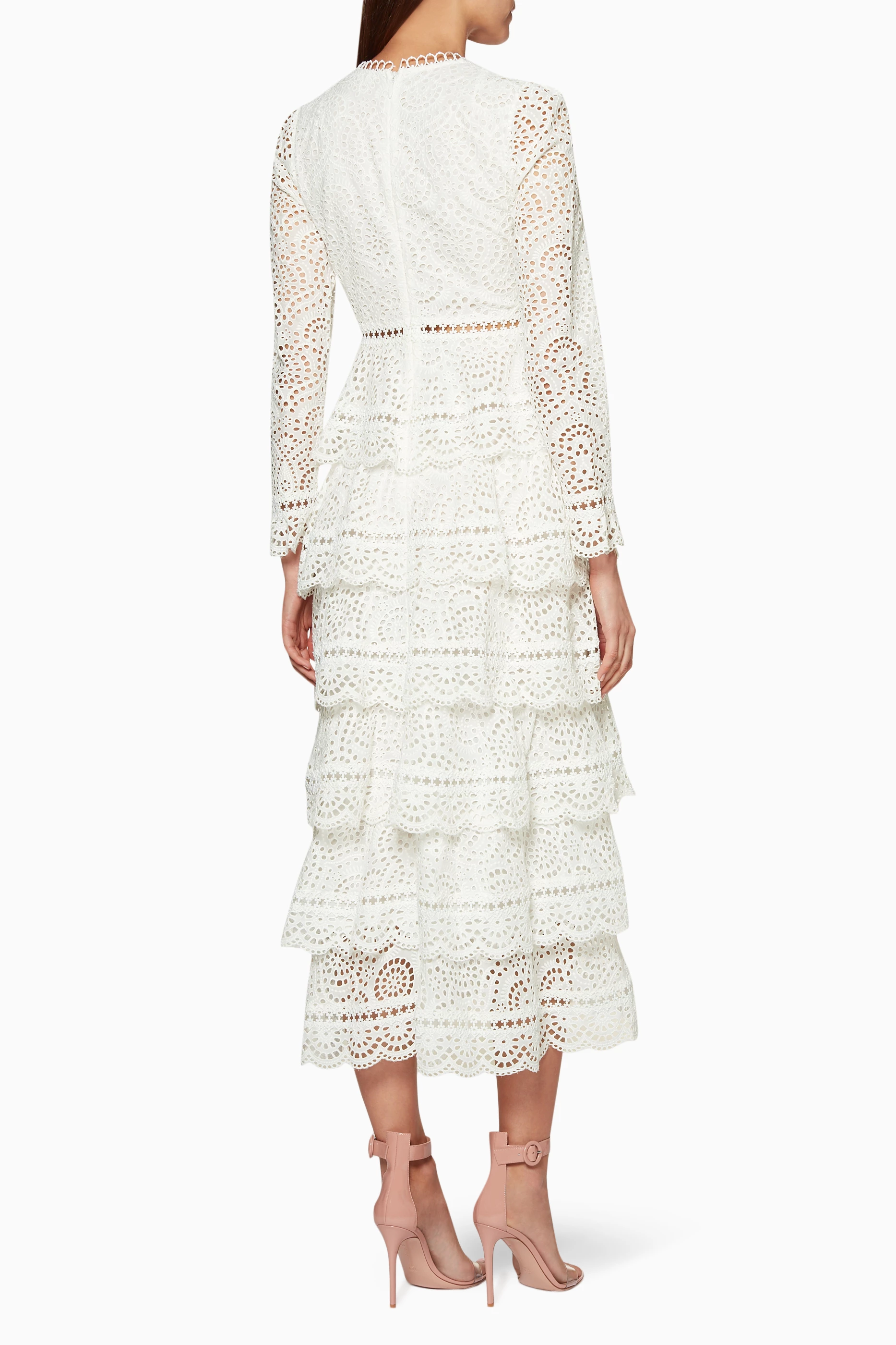Buy Zimmermann Neutral Ivory Bayou Tiered Swirl Maxi Dress for