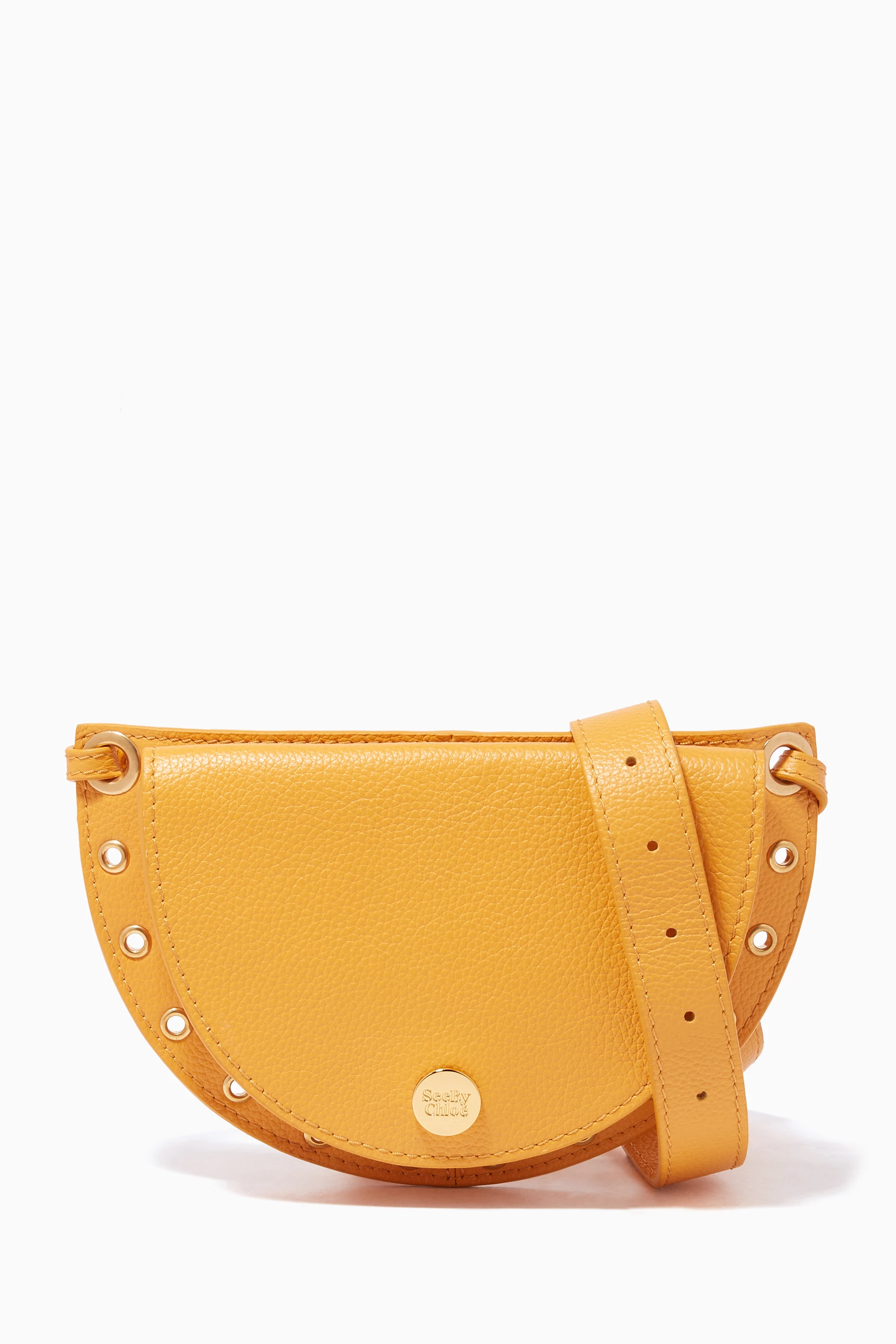 Buy See By Chlo Yellow Yellow Grained Kriss Belt Shoulder Bag