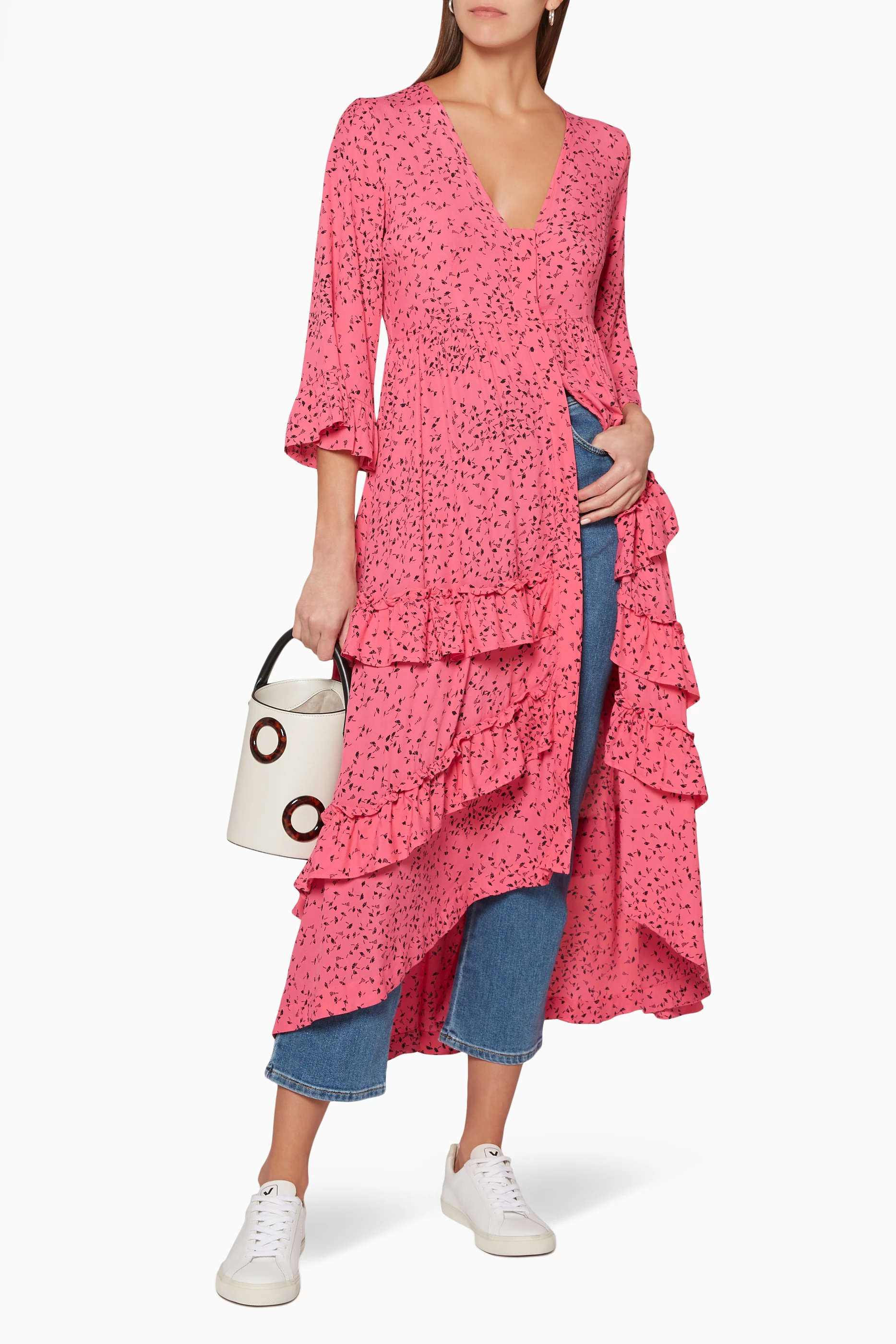 Ganni barra crepe maxi dress top
