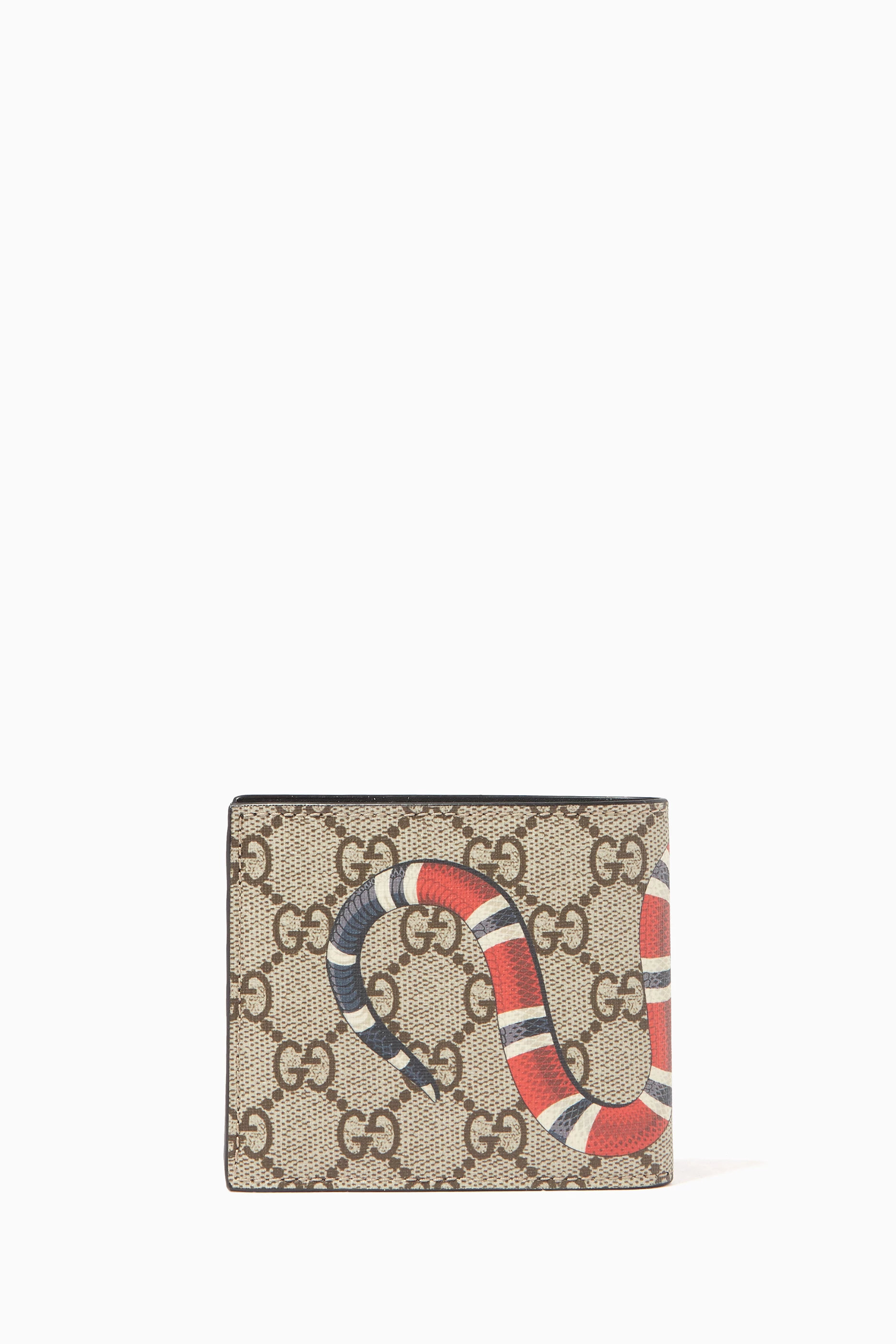 Gucci Bifold Wallet GG Supreme Kingsnake (4 Card Slots) Black in Canvas - US