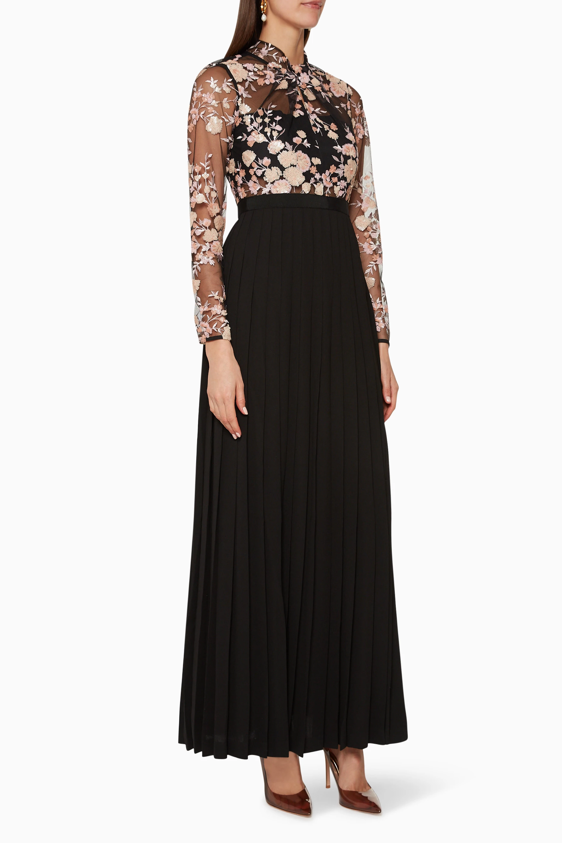 Self portrait midnight floral new arrivals mesh dress