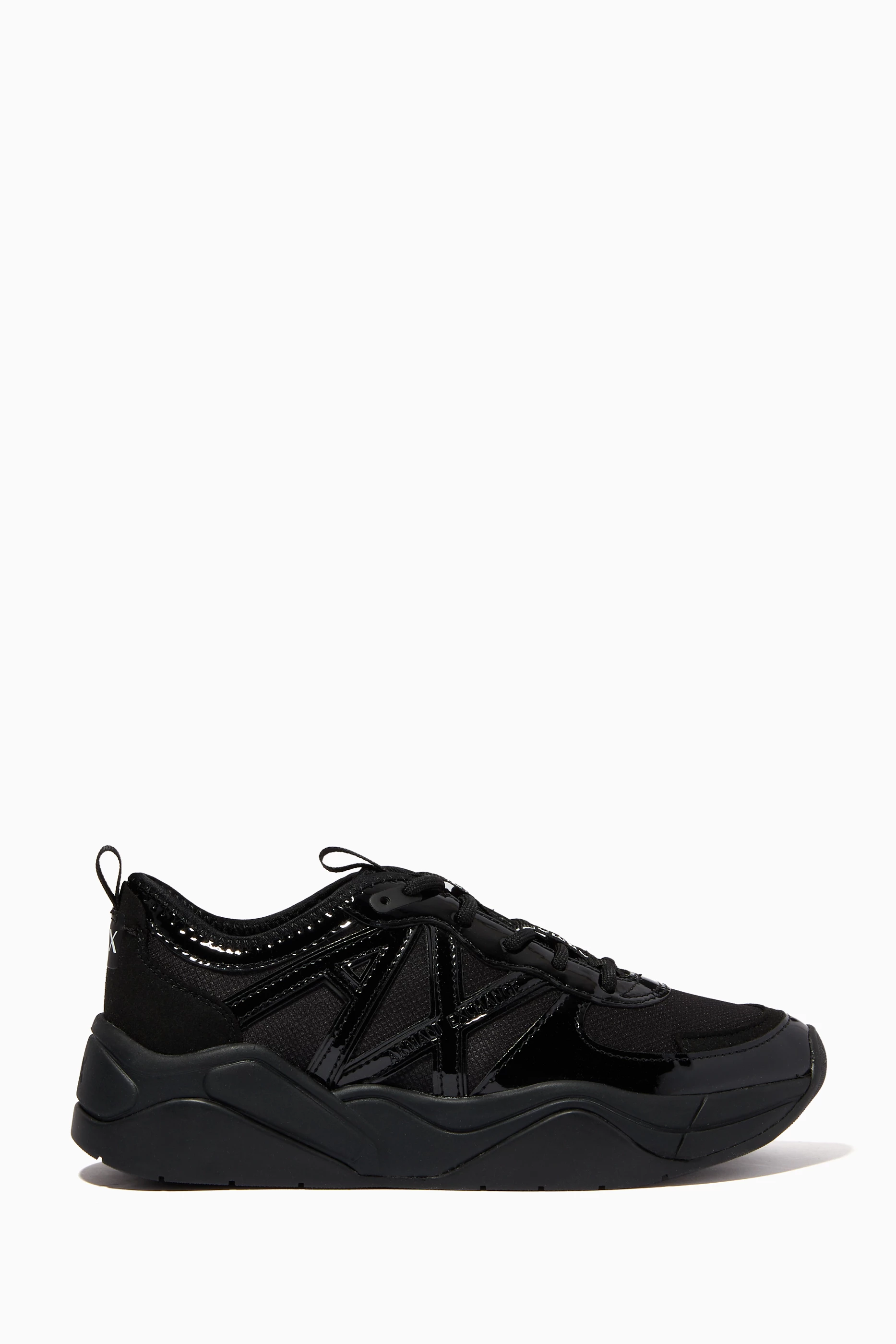 Buy Armani Exchange Black AX Icon Sneakers in Saffiano Faux