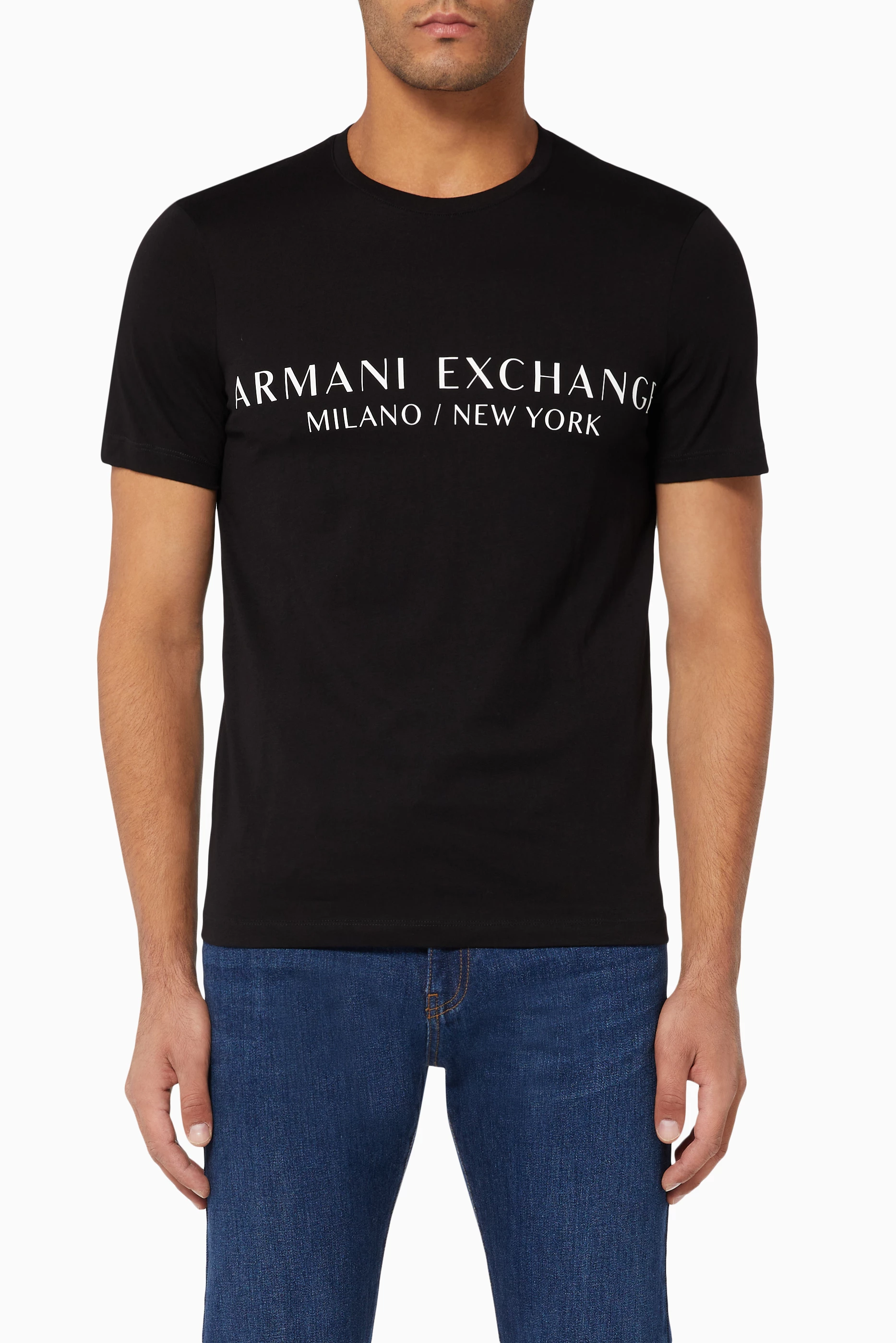 Buy Armani Exchange Black Logo Cotton T Shirt for Men in Bahrain