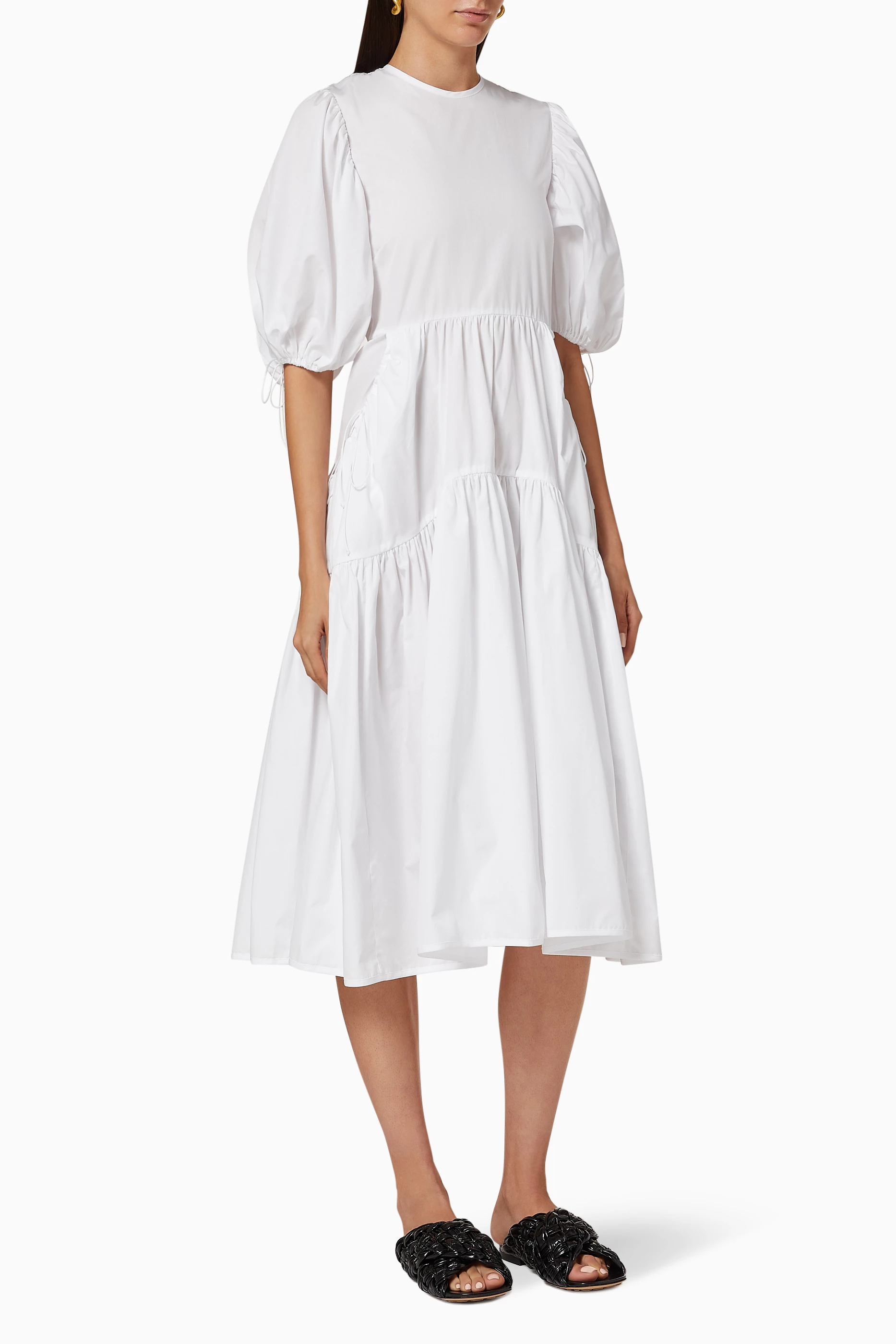 Shop Cecilie Bahnsen White Libby Midi Dress for WOMEN | Ounass Bahrain