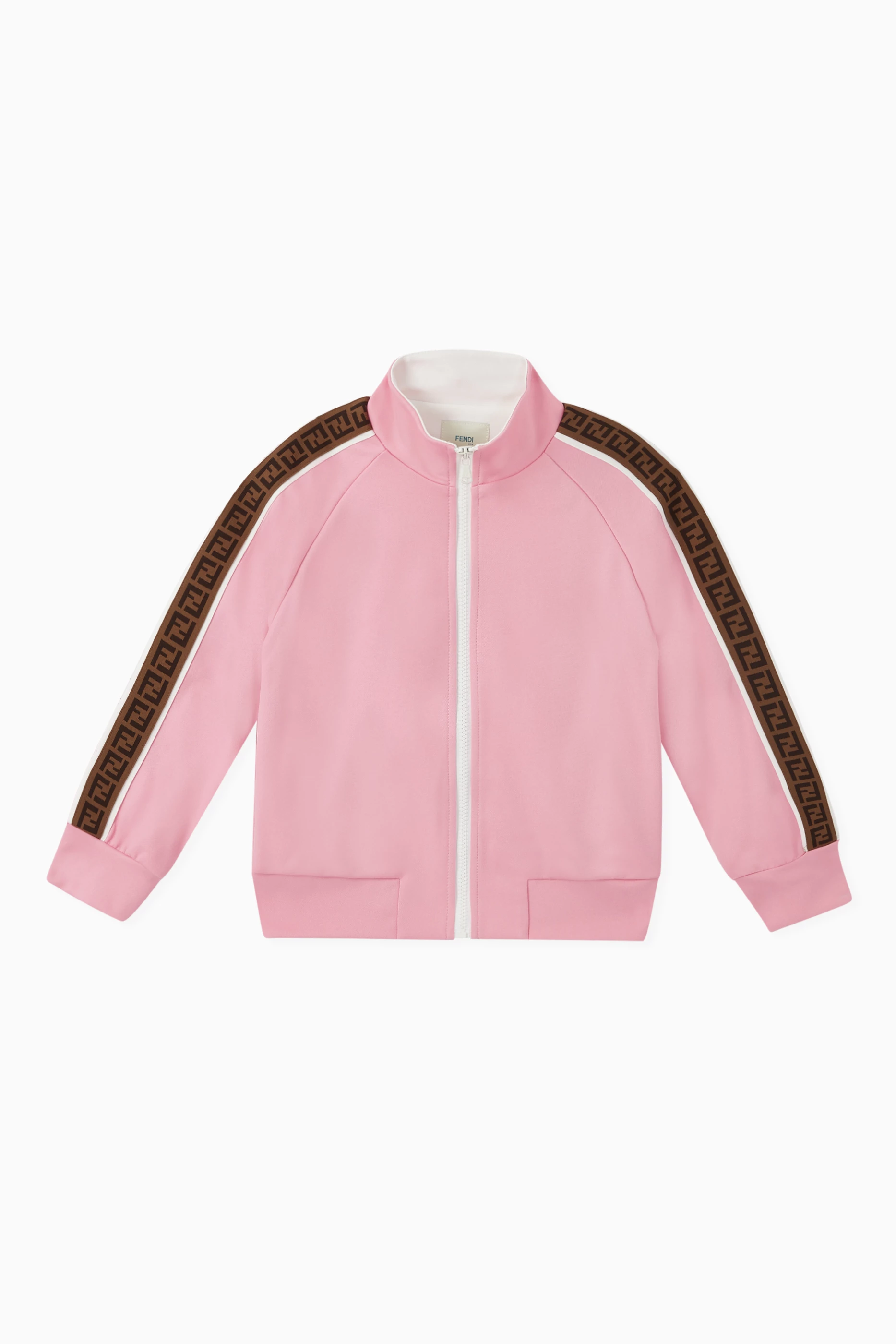 Buy Fendi Pink FF Band Jersey Zipped Jacket for Girls in Bahrain
