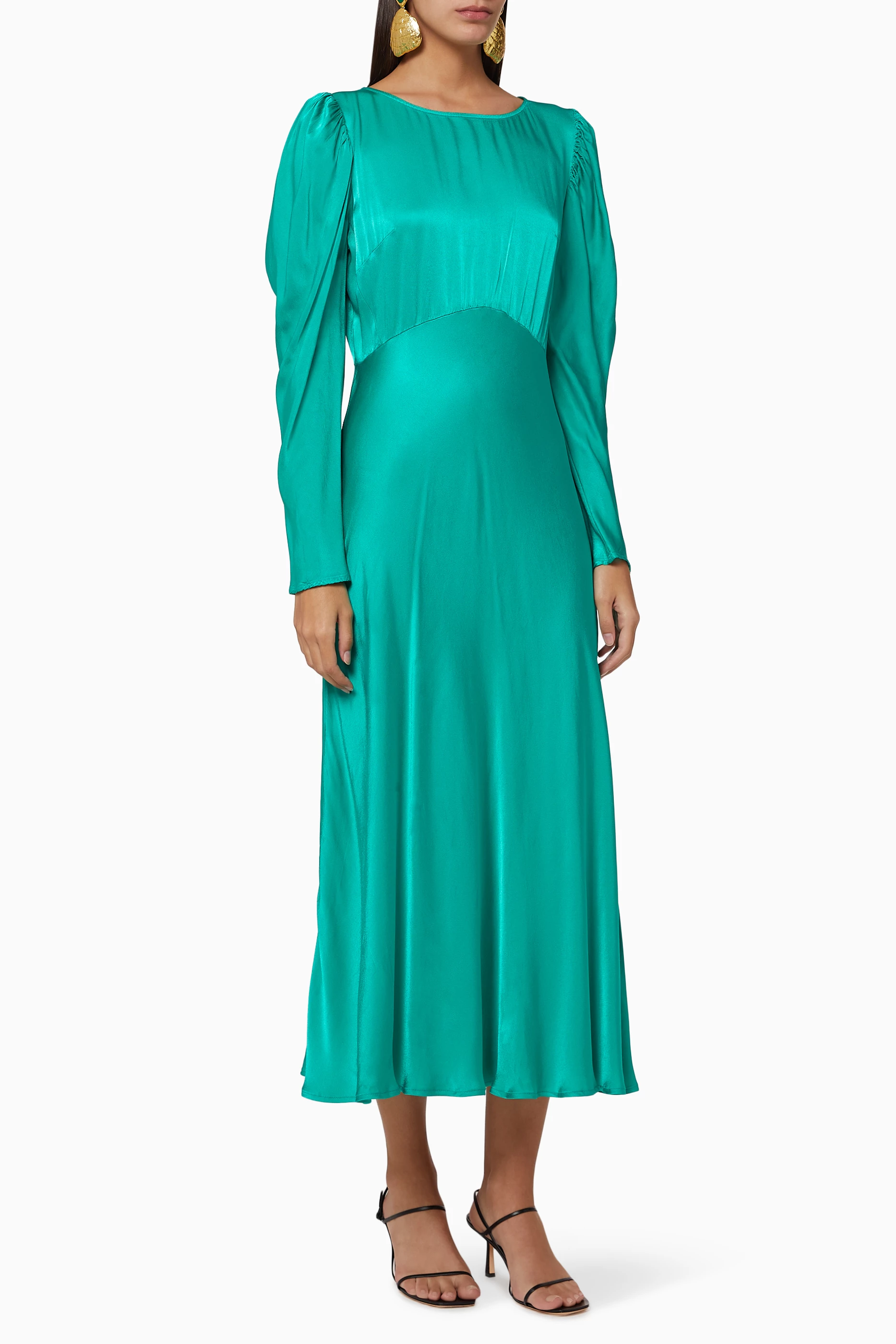 Buy Ghost Green Rosaleen Satin Dress for Women in Bahrain
