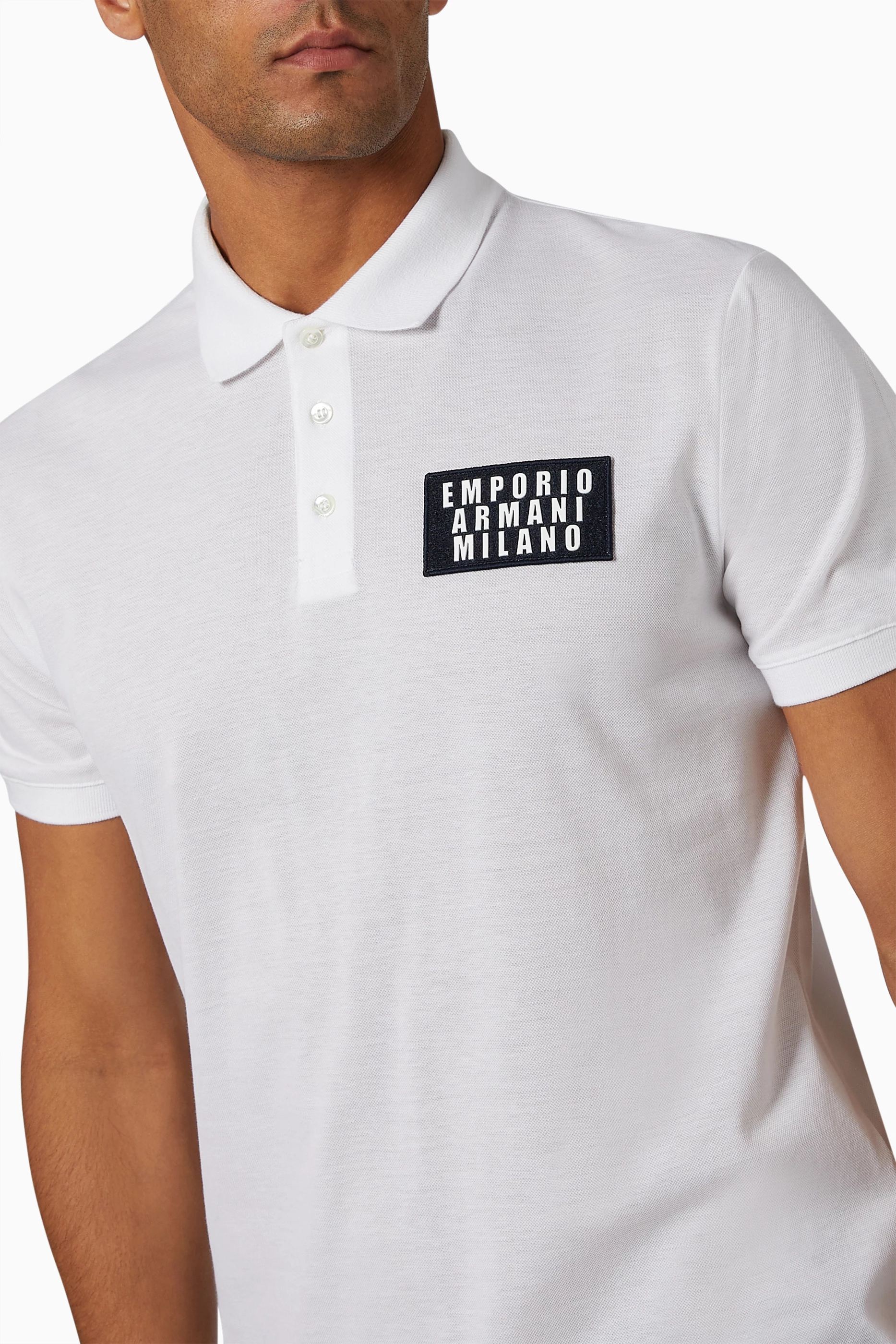 Shop Emporio Armani White EA Milano Cotton Polo Shirt for MEN | Ounass  Bahrain