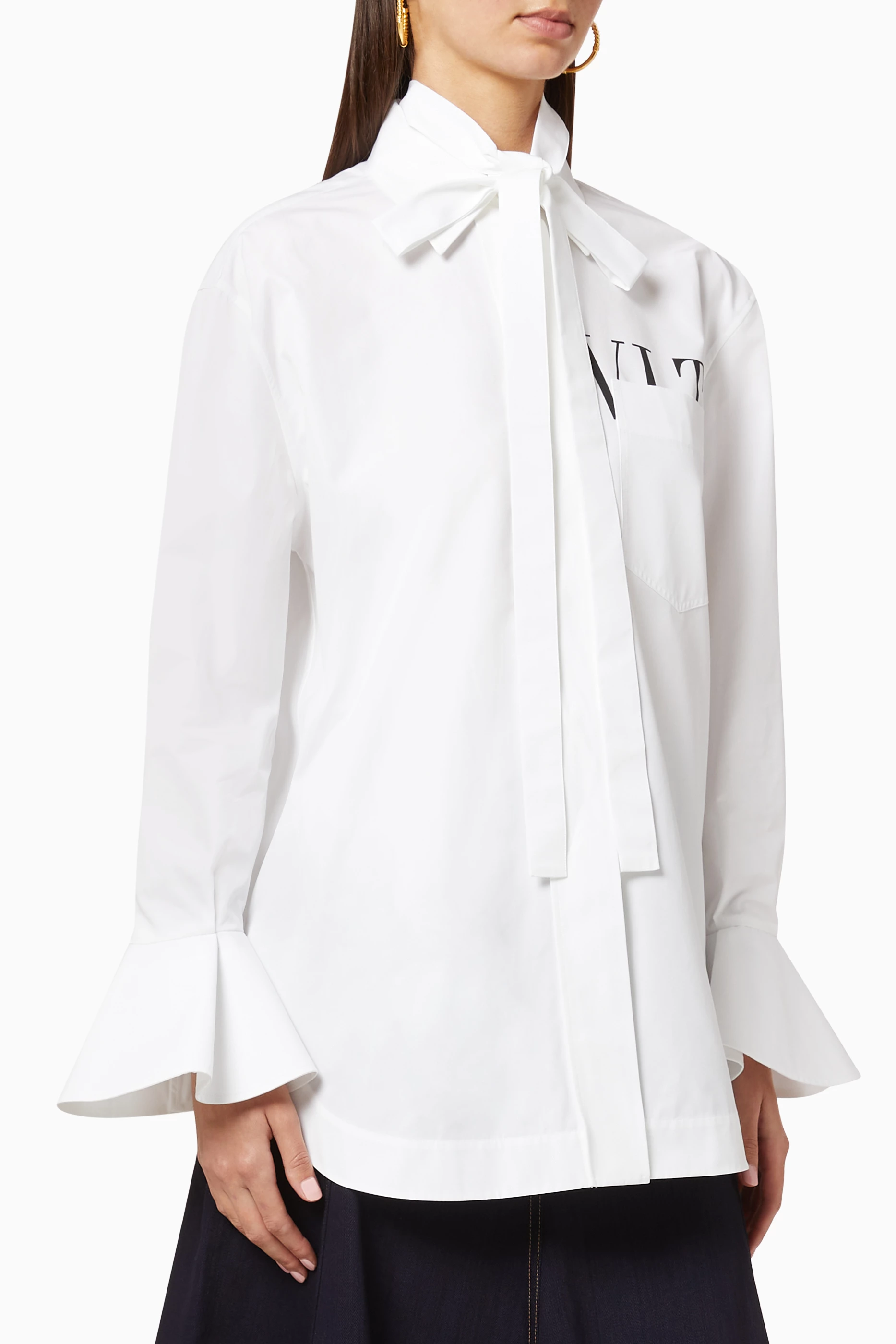 Buy Valentino Garavani White VLTN Poplin Shirt for Women in