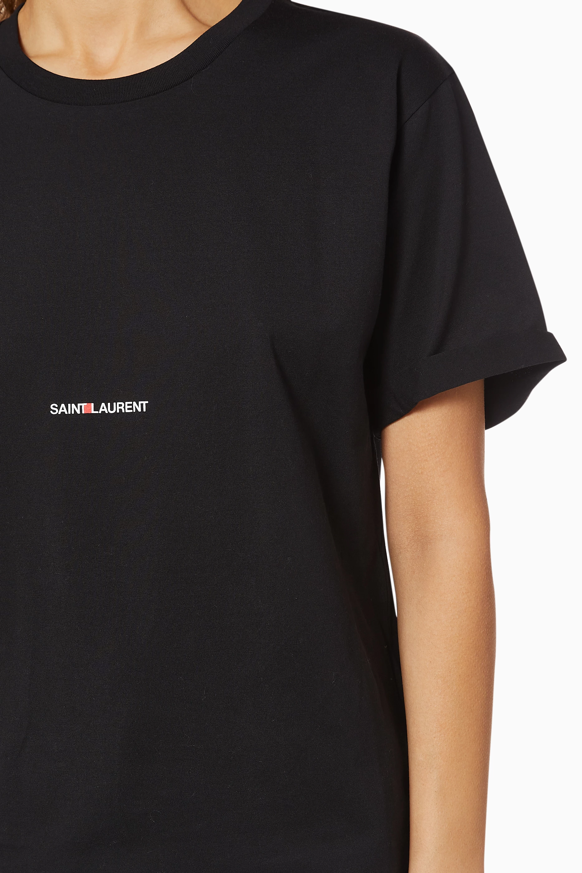 Saint laurent black logo t shirt outlet