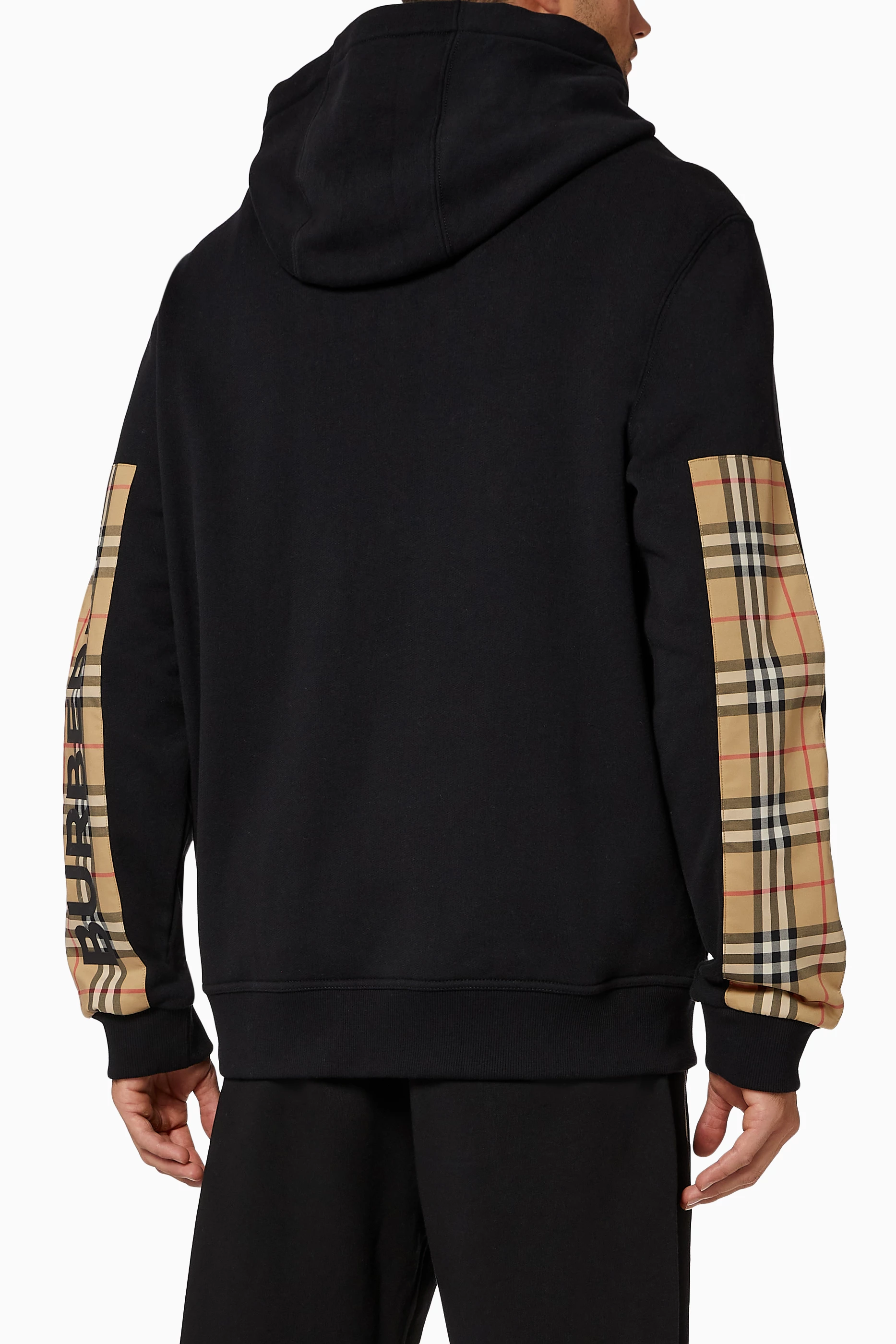 Buy Burberry Logo u0026 Vintage Check Panel Cotton Hooded Top for MEN | Ounass  Bahrain