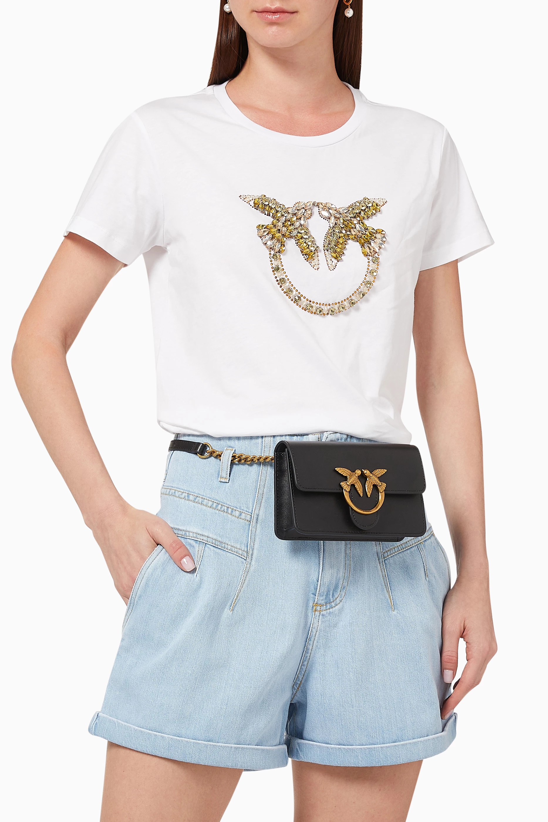 Buy PINKO Black Baby Love Icon Simply Belt Bag in Leather for