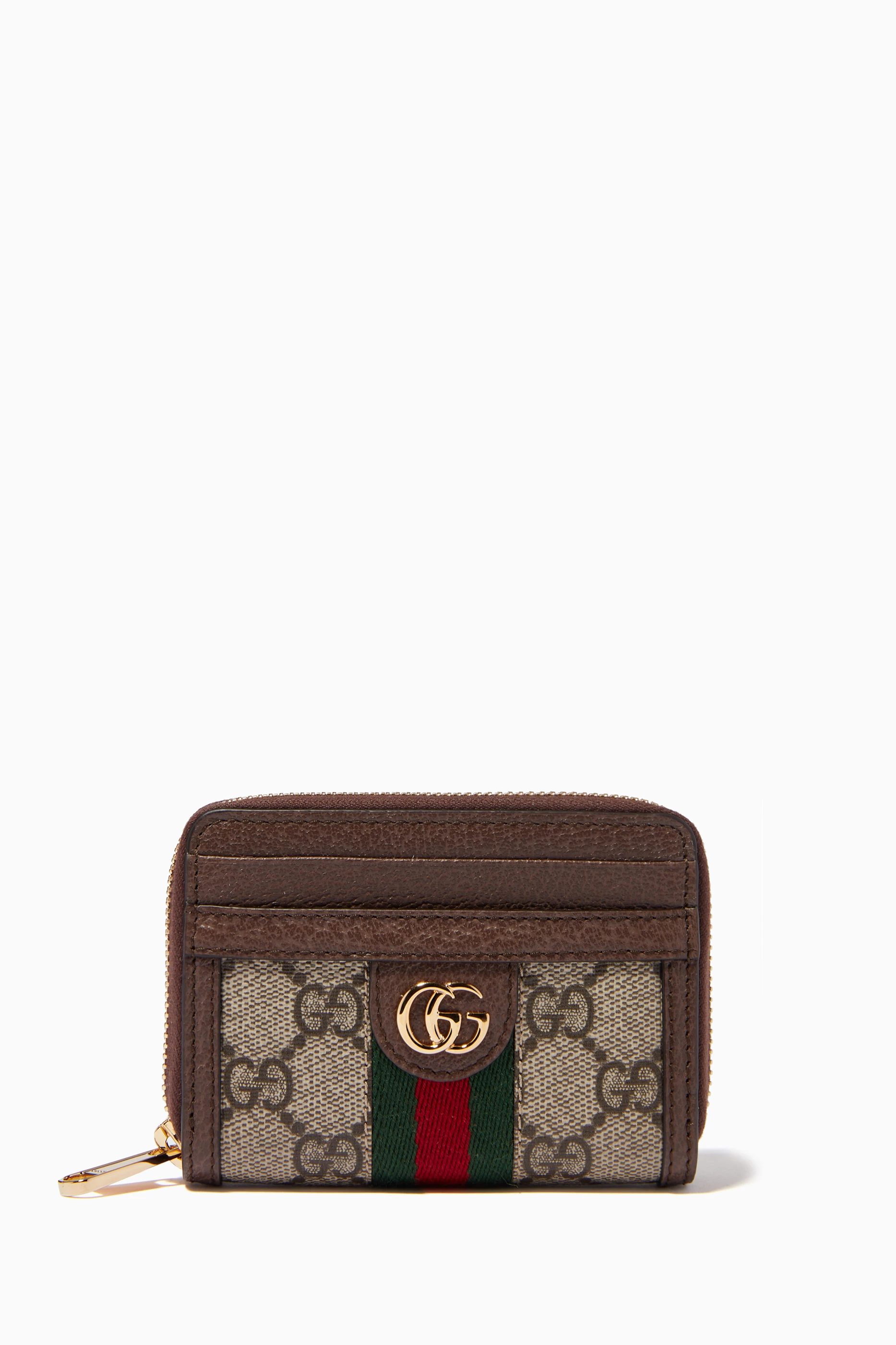 Buy Gucci Brown Ophidia Card Holder in GG Supreme Canvas for Women