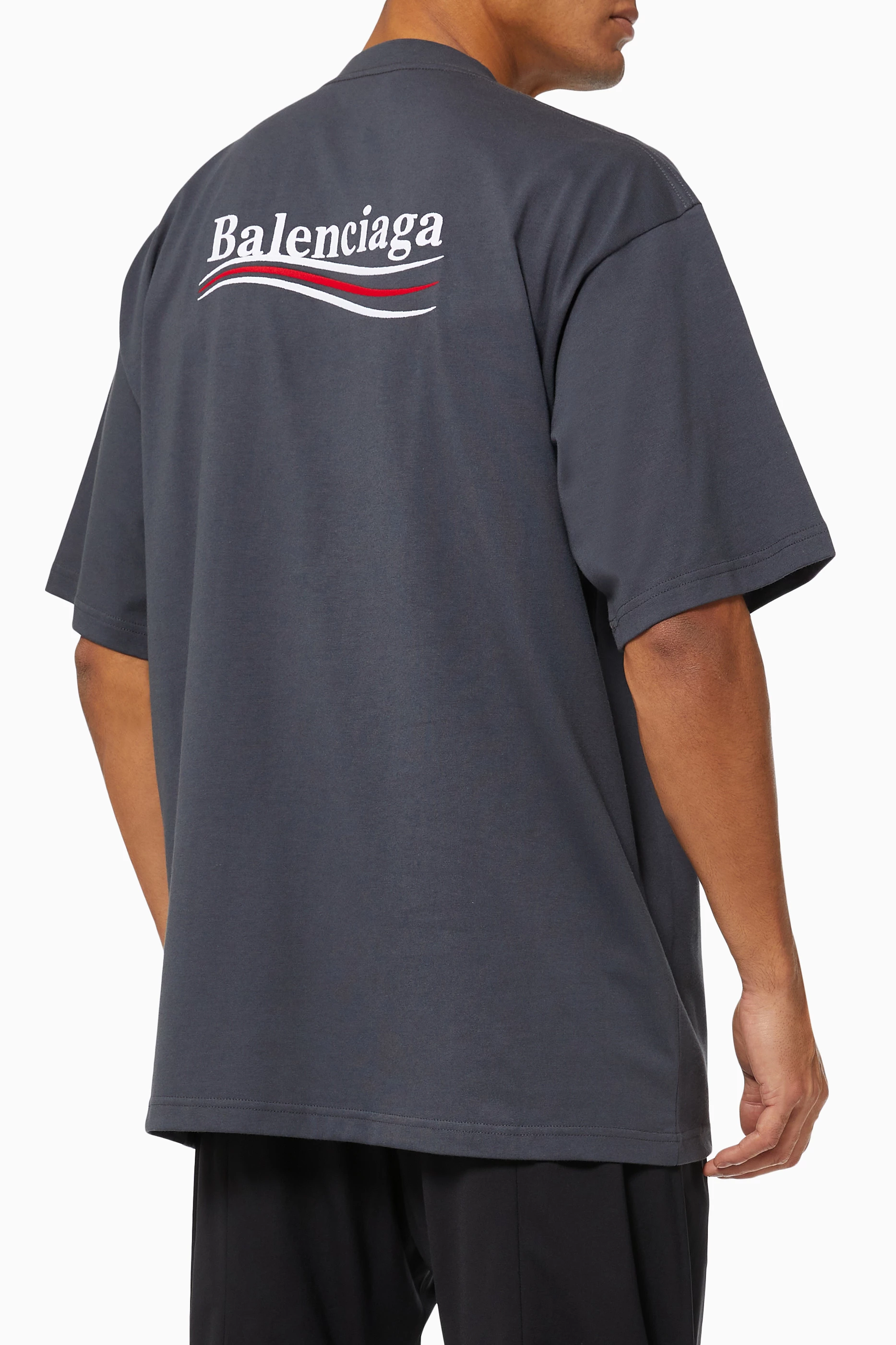 Buy Balenciaga Grey Political Campaign T shirt in Cotton for Men