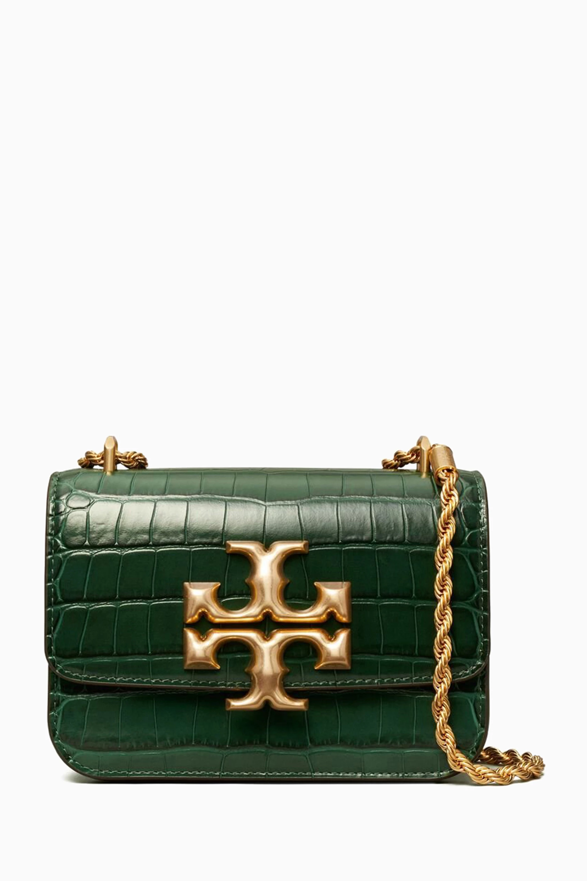 Shop Tory Burch Green Eleanor Bag in Croc-embossed Leather for WOMEN |  Ounass Bahrain